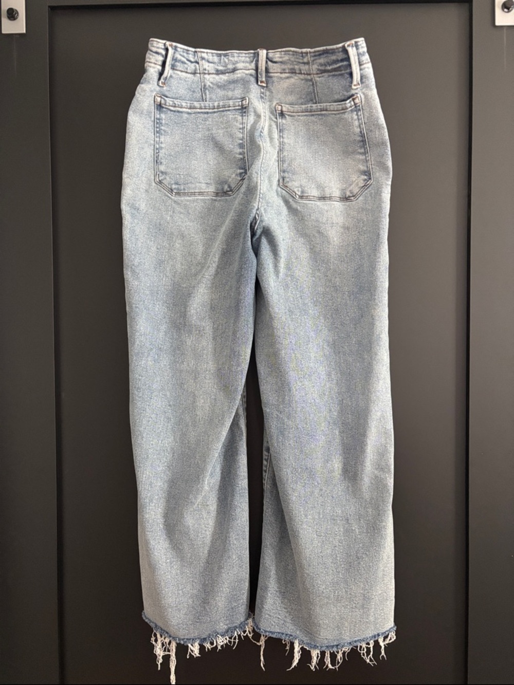 Kensie High-Rise Wide Leg Ankle Jeans with Frayed Hem - Picture 4 of 5